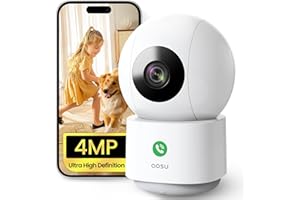 AOSU 4MP 2.5K Cámara Vigilancia WiFi Interior, Camara Vigilancia 5G/2.4 GHz WiFi, Detección Humana AI, Llamada de un Toque, Audio Bidireccional, para Bebé/Domicilio/Mascotas, Compatible con Alexa