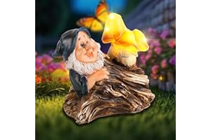JJALIGHTS Solar Gartenzwerg 15CM gartenzwerge für außenDraußen Wetterfest mit LED Solarlaterne Geschenke für Frauen Kinder Balkon Terrasse Feengarten Hof Rasen