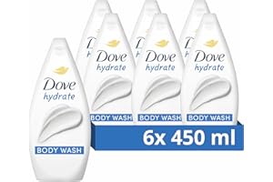 Dove Hydrate Body Wash Body Cleanser Shower Gel With Plant-Based Moisturisers For Softer, Smoother Skin After One Shower 6X 450 Ml