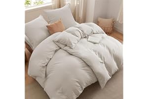 ‎BEDSURE BEDSURE Bettwäsche 135x200 4teilig Bettbezug - Weiche Baumwollähnlich Bettwäsche-Set 135 x 200 cm 2er Set mit 2 Kissenbezüge 80x80 cm, ÖKO-TEX Deckenbezug Bedding Natur mit Reißverschluss