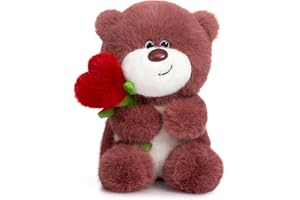 BEJOY Nallebjörn plyschbjörn teddy med hjärta ros, plyschdjur alla hjärtans