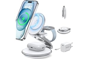KLIHD Mag-Safe stacja ładująca do zegarka Apple Watch i iPhone'a: 3 w 1, składana, bezprzewodowa ładowarka z adapterem PD 30 W, kompatybilna z iPhone 16, 15, 14, 13, 12 Pro Max Plus, podróżna bezprzewodowa