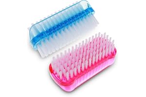 Amaxiu Lot de 2 brosses de nettoyage des ongles, brosse de nettoyage double face avec poils rigides en nylon pour nettoyer les cuticules, les ongles, les orteils, les ongles, les mains et les mains