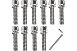 EIROVYA Lot de 10 Boulons de Tige de Vélo,1Pcs Clé hexagonale， M5 x 20 mm Vis de Potence de Vélo, Vélo Boulons de Tige Fixes avec Rondelles, Vis de Tige de Bicyclette pour Vélo de Route de Montagne