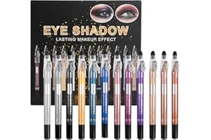 Cozlly 12 Colores Lápiz de Sombra de Ojos, Sombra de Ojos Waterproof Long-lasting Eye Shadow Stick, Eyeshadow Stick Pen, Impermeable Mate Palo de Sombra de Ojos, Sombra de Ojos en Crema