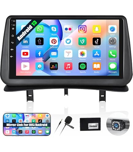 Autoradio Android 13 Renault Clio 3 - 9" QLED - 4G/32G - CarPlay Sans Fil - GPS DSP - 2005-2014