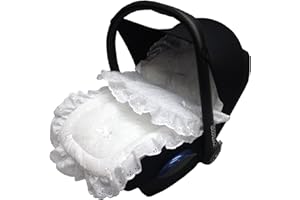 FOR YOUR LITTLE ONE Broderie Anglaise Car Seat Footmuff/Cosy Toes Compatible with Cosatto White