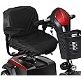 DEWU Electric Wheelchair Seat Cover, 46-90cm Elastic Seat Cover with Nylon Buckle, Sunscreen Waterproof Dustproof Chair Cover for Mobility Scooter, Black
