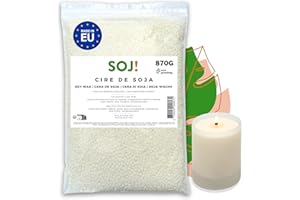 Soj! - Cire de Soja sans OGM pour bougies coulées - Idéale pour la fabrication de bougie en contenant, remplissage bougie - Cire à bougie, Cire pour bougies - Marque française - 870G