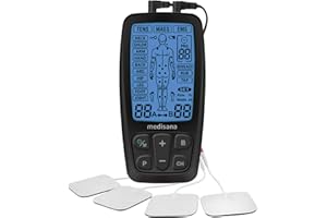 Medisana TT 205 TENS, aparat do stymulacji prądem EMS z 60 programami, aparat do elektroterapii rozluźniający mięśnie i uśmierzający ból pleców, szyi, ramion, brzucha, bioder z 4 elektrodami