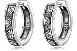 YFN Schwarze Ohrringe Herren 925 Sterling Silber Wikinger Rune Schwarz Ohrringe Geburtstag Geschenke für Männer Frauen
