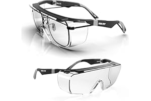 DEX FIT Safety Over Glasses SG210 OTG; Fit Over Your Eyewear, Z87 Eye Protection, Fog & Scratch Resistant, Adjustable for Women & Men, UV Protective