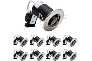 Wondlumi 8X Fire Rated GU10 Downlights, IP20 Brushed Chrome LED Downlights Ceiling, Recessed Ceiling Lights Spotlight Fittings 240V for Bedroom, No Bulbs