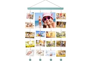 Halcent Cornice Foto Portafoto da Parete Multiple Porta Foto Collage Wall Decor con 24 Clip per Appendere Foto