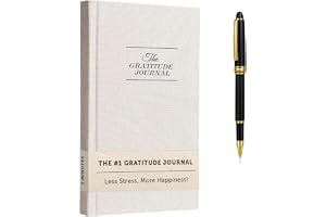 Gratitude Journal with Metal Pen, for More Happiness, Positivity, Mindfulness & Self Care, A Simple Effective Daily Mindfulness Journal, for Women & Men (White)