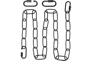 TEAAHA 0.9m Stahlkette, Edelstahl Kette Mit 2 Sperren, Kette Schwarz, Metallkette Zum Aufhängen, Gliederkette Zum Anschluss Verschiedener Lampen, Käfigleuchten, Deckenleuchten, Kronleuchter Usw
