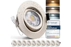 BOJIM Ojos de Buey LED para Techo Empotrable 7W, Downlight LED Corte 68mm - 80mm 220V-230V IP44, Regulables Focos Interior para Cocina Baño, Luz Cálida Neutra Fría, 10 Pack