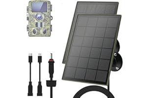 LIFEMOI Lot de 2 panneau solaire 3W/5V,Compatible avec les caméras de chasse 3G/4G， batterie Li-ion 6000mAh,régulateur de tension PCB,micro-USB/Type-C/DC,IP66, Convient aux caméras de chasse sur le terrain