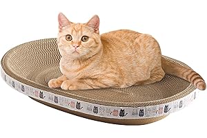 EVIKOO Tiragraffi Per Gatti In Cartone - Tiragraffi Per Gatti A Forma Ovale Ad Alta Densità - Divertente Tiragraffi Per Gatti - Tiragraffi In Cartone Tiragraffi Per Gatti Che Dormono In Casa, Tiragraffi Per