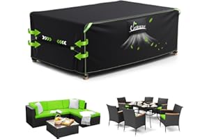 UIRWAY Abdeckung für Gartenmöbel, 180x120x74cm, Wasserdicht Loungemöbel 420D Oxford Gewebe Abdeckhauben für Möbelsets, Schutzhülle Gartenmöbel mit Belüftungsöffnungen und reflektierenden Streifen