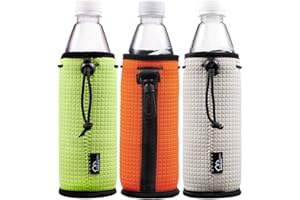 ‎WK IEASON WKieason 16-18oz Neoprene Water Bottle Sleeves Insulators Beverage Bottle Can Sleeves Covers Beer Bottle Sleeves Non-Slip Neoprene Drink Coolier Sleeves 3PC (Neon Green/Orange/Grey)
