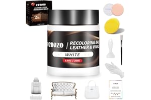 cenozo Kit Reparation Cuir,Teinture Cuir Blanc,Peinture Cuir Liquide,Pâte Réparatrice Cuir pour Cuir Canapé,Chaussures,Sièges de Voiture,Blouson en Cuir Rayures et Décoloration