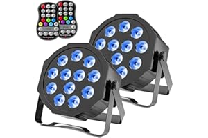 ZonQoonz 2PCS RGBW Par LED Bateria, 12 LED Recargable Luces Escenario con Función de Temporización y Activación por Sonido, Exterior Luces Fiesta para DJ Discoteca Boda Cumpleaños Halloween Navidad