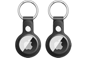2 Pezzi Meliya Custodia AirTag Portachiavi per Apple Airtag, Pelle Cover Protettiva per Apple AirTag Tracker per Zaini e Animali Domestici (Nero+Nero)