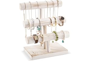 Procase Soporte para Pulseras, 3 Niveles Torre Organizadora de Madera de Joyería Estante de Almacenamiento para Venta para Relojes Pulseras -Blanco