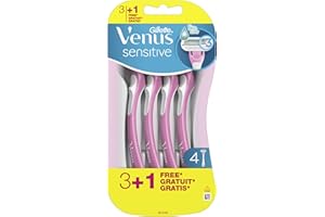 Gillette Venus Rasoirs Jetables Pour Femme, Sensitive, Lot De 4, Pour Les Femmes A La Peau Sensible, A 3 Lames, Avec Une Bande Lubrifiante Et Une Tete Arrondie Pour Un Rasage De Près Confortable