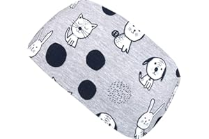 ‎WOLLHUHN Wollhuhn ÖKO Kinder/Jungen/Mädchen Cooles Elastisches Stirnband/Haarband Bequem Zweilagig Jersey Oder Fleece Viele Motive 21215152 (Katzen/Hunde/Hasen Grau)
