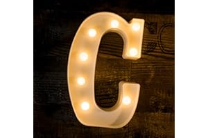 Foaky LED Letter Lights Sign 26 Alphabet Light Up Letters Sign for Night Light Wedding Birthday Party Battery Powered Christmas Lamp Home Bar Decoration (C)