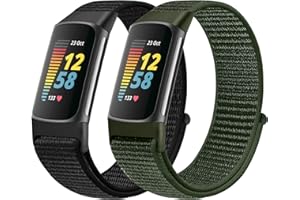 Runostrich Sport Loop Bracelet de montre en nylon souple compatible avec Fitbit Charge 5, réglable et respirant, bracelet de rechange en nylon souple pour homme et femme