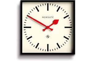 NEWGATE® Numer pięć kolejowy zegar ścienny - kwadratowy zegar - zegar kuchenny - zegar biurowy - zegar retro - designerski zegar - zegar stacji - tarcza znacznika (Czerwony)