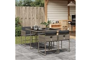 IKAYAA Conjunto de Jardín de Ratán, Juego Comedor de Jardín, Mesa Jardin Exterior con 4 Sillas, Mesa y Sillas De Comedor De Ratán, Beige Mezcla 5 pzas Type-113