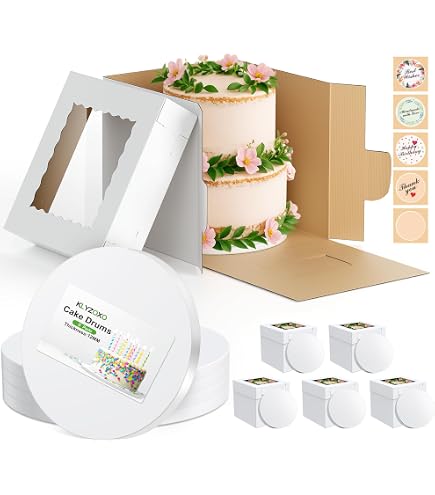 Miss Bakery’s House Kit Boîte + Plat à Gâteau MDF 20x20x15 Cm – Blanc & Argenté, Transport Sûr