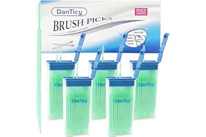 DanTicy Brushpicks 600 Pieces (5 Pack) Mint Soft Bristles Toothpicks Helps Remove Plaque and Dirt Between Your Teeth