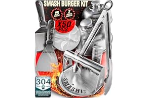 SMASHI BURGER SMASHI® Smash Burger Kit de pièces Professionnelles en Acier Inoxydable 304 certifié EU Contact Alimentaire | Presse Smash Burger Anti-adhésif | Le véritable kit Smash Burger (Supreme)