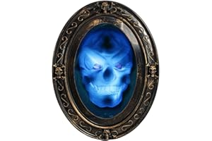 TRIXES Specchio ovale per Halloween con parola stregata, nero e oro, con immagine spettrale - Doppio sensore - Attivazione del movimento e del suono - Decorazione per la casa stregata