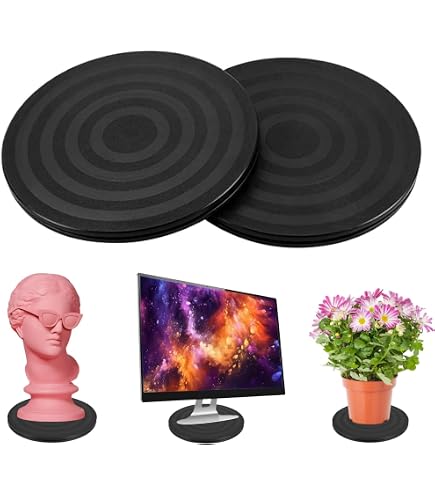 Plateau Tournant 360° - 20 Cm - Capacité 30kg - Pour TV, Plantes, Ordinateurs - Noir