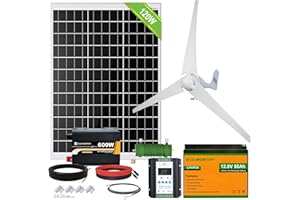 ECO-WORTHY - Kit eólico solar completo, 520 W, 12 V, generador de turbinas eólicas de 400 W, panel solar de 120 W, inversor de 600 W, 12 V, batería de litio de 50 AH para sistema fuera de red