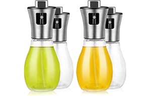 GOTANC Spruzzatore Olio, Nebulizzatore Olio 2 Pezzi, 200 ML Olio Spray per Friggitrice ad Aria, Acciaio Inox e Vetro Spruzzino Olio da Cucina Accessori, Dosatore Oio per Cucina, Grigliare, Forno (4 Pezzi)
