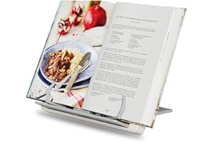 BOKIOVIN Supporto portatile per libri per leggere a mani libere, regolabile, supporto per ricette, per bancone della cucina, con clip porta pagine