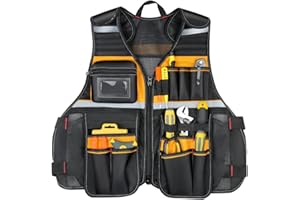 WINHUNT Work Vest with Multiple Pockets, Strong Oxford Fabric Vest, Reflective Vest Tool Vest for Electrician, Carpenter, Worker
