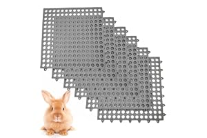 Tazweeq Rabbit Feet Pad,Rabbit Cage Mat Floor,Plastic Bunny Resting Mat with Hole for Chinchilla Ferret Small Animal (6 Pcs,Gray)
