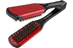 Cepillo Alisador Pelo, AISEELY Cepillo Pelo Antitirones con Doble Cara, Peine Alisador de Cabello Profesional, Cepillo Pelo Antitirones de Peluquería Alisador de Cabello, Rojo