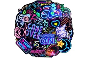 Neon Stickers, TANCUDER 200 PCS Cool Neon Graffiti Sticker Pack Waterproof Vinyl Graffiti Decals Vintage Pop Art Sticker Neon Sign Stickers for Laptop Phone Scooter Scrapbook Journal Skate Guitar