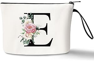 JEKUGOT Personalisierte Make-up-Taschen, Geburtstagsgeschenke für Frauen, Mütter, A-Z Personalisierte Geschenke für Frauen, einzigartige Freundschaftsgeschenke für Frauen, Braut-Kosmetiktasche (E)