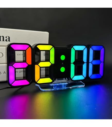 Digitale Wanduhr Mit RGB-Farbwechsel – 9,6 Zoll, Große Ziffern, 3 Wecker, Fernbedienung, Für Zuhause & Büro