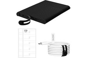 NEAROCKLE 30 sztuk silikonowych opasek kablowych, czarne i 60 szt. znaczników